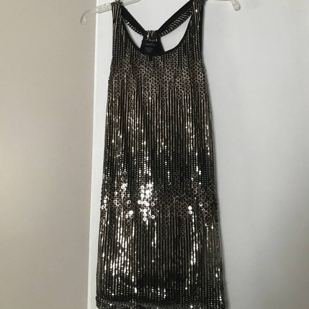 Black and Gold Sequin Dress